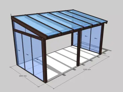 Roof with posts 3D model