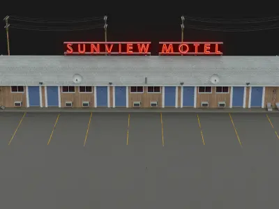 American Motel 3D Model Low-poly 3D model