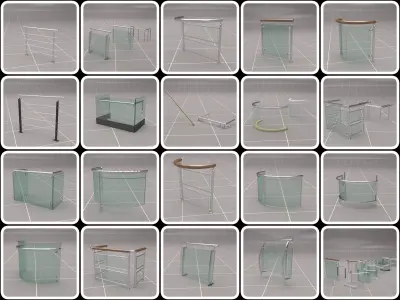 Glass Fence Railing 3D model