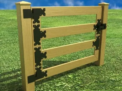 Wooden fence high detail 3D model