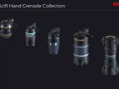 Scifi Hand Grenade Collection Low-poly 3D model