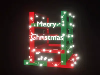 Shelf christmas sign with lights Free 3D print model