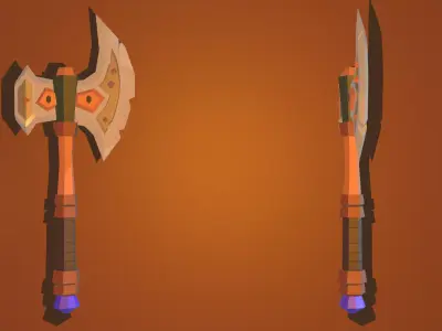 Low Poly Medieval Weapons Pack    6 Weapons and  Bonus Log Low-poly 3D model