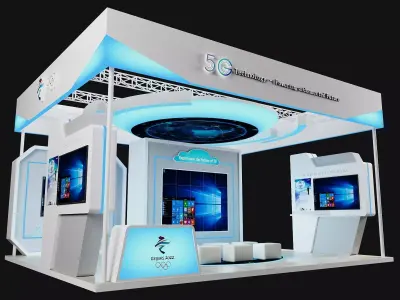 5G Technology Exhibition Booth Stand 3D model