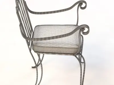 Drake Wrought Iron Arm Chair 3D model