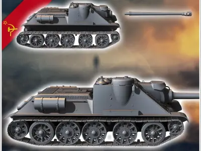 SU-122P assault gun - Soviet army WW2 Second World East front Os 3D print model