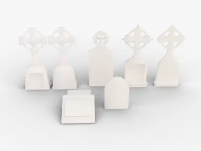 Tombstone Set Low Poly Game Asset Free Free low-poly 3D model