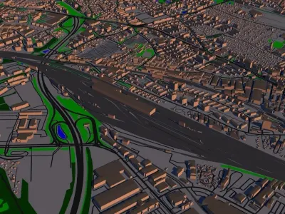 Hamburg 20x20km 3D City Map 3D model
