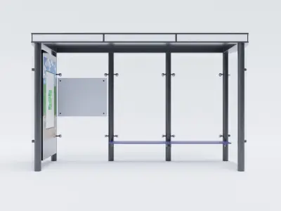 German Berlin Modern Bus Stop Shelter 3D model