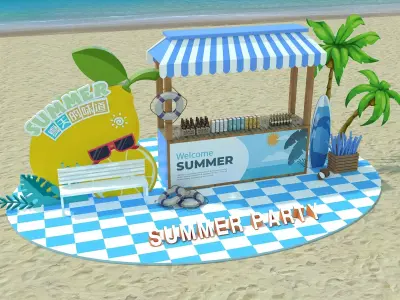 Beach leisure 3D model purchase