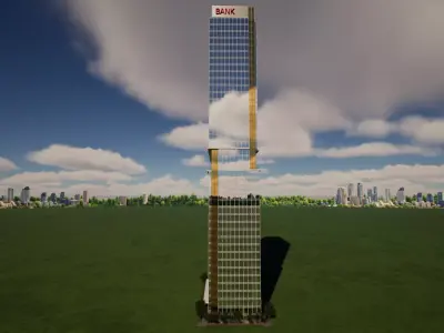 Office tower 3D Model 43 floors Low-poly 3D model