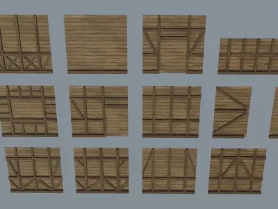 Medieval  Modular Building  Low-poly 3D model