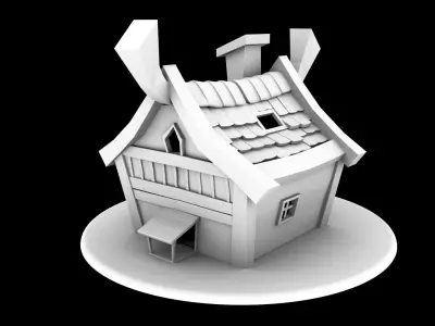 Stylized Medieval Hut Low-poly 3D model