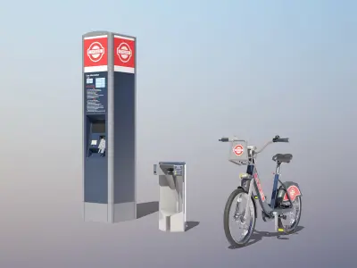 Public Bike Hire Scheme Low-poly 3D model