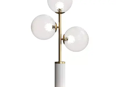 3 Light Glass Globe Table lamp Marble Base 3D model