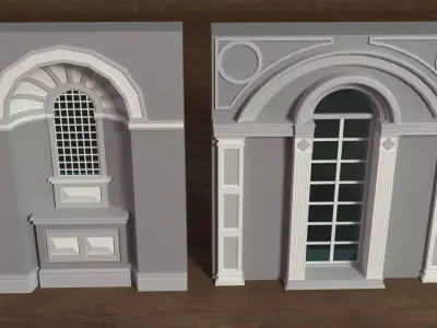 Building Facade Collection 9 - 27 pieces Low-poly 3D model
