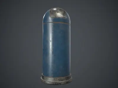 Metal Street Trash Can PBR Game Ready Low-poly 3D model