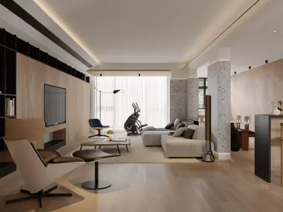 Log-style living room 3D model