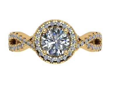 Halo Twisted Ring with pave setting on shank 3D print model