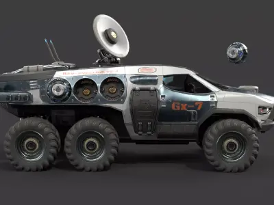 GX7 Scout Sci-Fi Exploration Vehicle with Docking Drone System 3D model