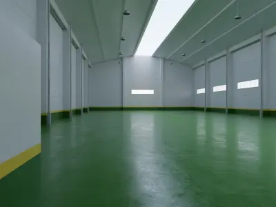 Factory Hall Interior 4 Low-poly 3D model