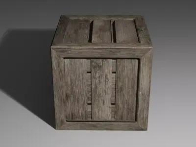 Wooden Crate Low-poly 3D model 12