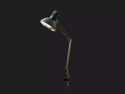 Simple low poly desk lamp with table clamp 3d model Low-poly 3D model