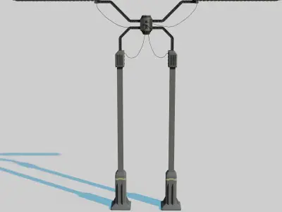 Cyberpunk Street Lamp Double 3D model