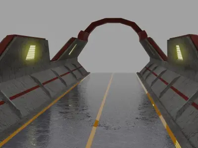 SciFi Bridge Low-poly 3D model