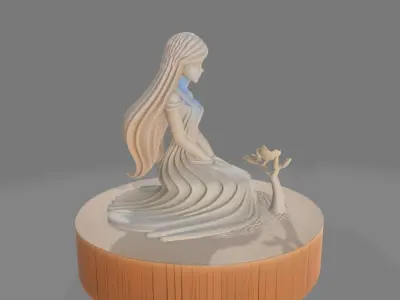 Seated Forest Lady  Minimalist Sculpture 3D print model