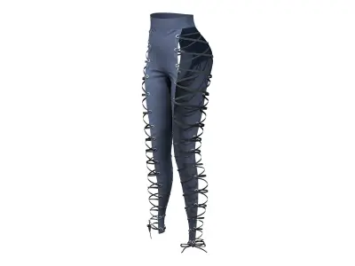 Jeans With Laces Low-poly 3D model