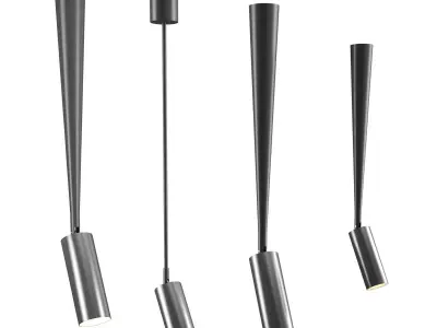 PALA collection pendant light with three metal rods 3D model