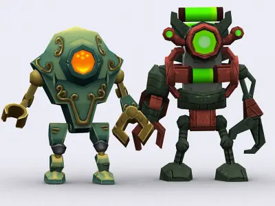3DRT-Chibii Robots Low-poly 3D model