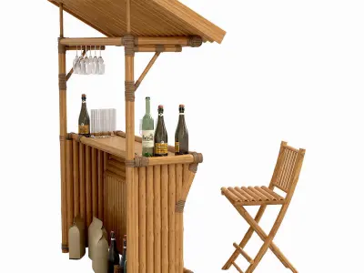 Tropical bamboo tiki bar 3D model