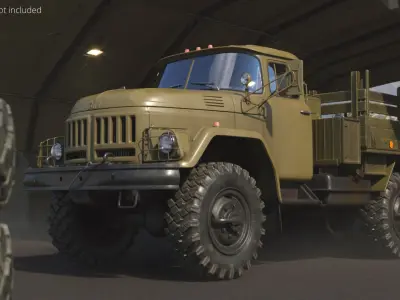  ZIL-131 6x6 Military Truck with Cargo Bed Olive 