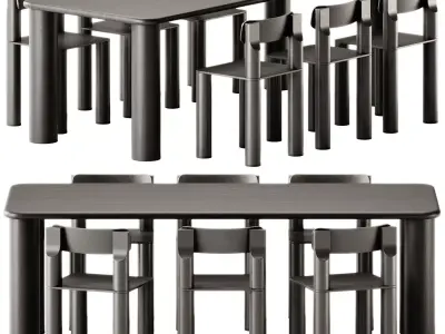 COMMUNE Medium Table and SILO Chair by Found 3D model