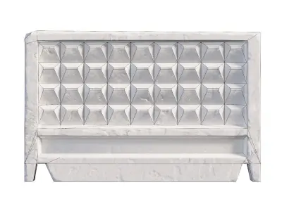 Old modular soviet damaged concrete wall fence with pillars da1 Low-poly 3D model