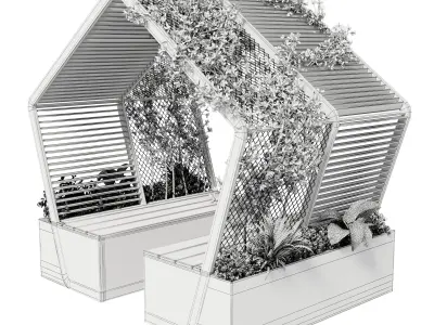 Landscape furniture with pergola and roof garden 28 3D model