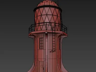 Cape Reinga lighthouse Low-poly 3D model