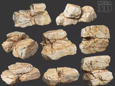 Yellow Horizontal Rock Modular 221123 - Ultra HD 16K Texture Low-poly 3D model