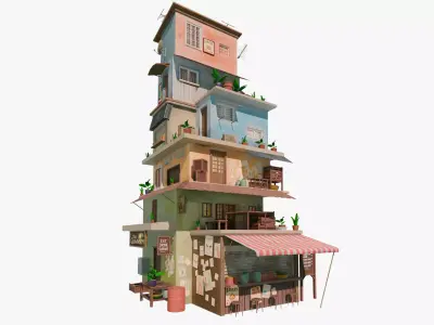 Semi-realistic Stylized House 02 Low-poly 3D model