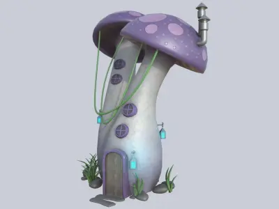 Mushroom house Low-poly 3D model