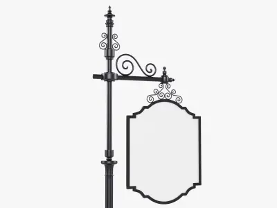 Forged column with hanging sign 01 3D model