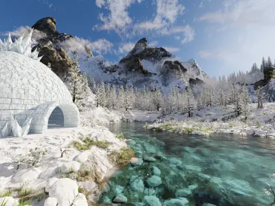 Igloo Snow landscape Scene 3D model