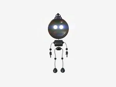 Cute Robot D02 Black - SciFi Character Design Low-poly 3D model