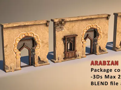 Arabian Store Fronts Low-poly 3D model