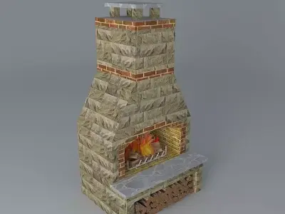 Fireplace brick Free 3D model
