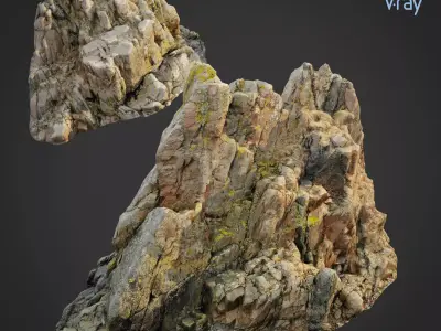3d scanned rock cliff H Low-poly 3D model