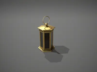 Gold Antique Lantern Low-poly 3D model