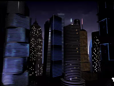 SkyScrapers  High Rise Buildings Modular Asset Pack Low-poly 3D model